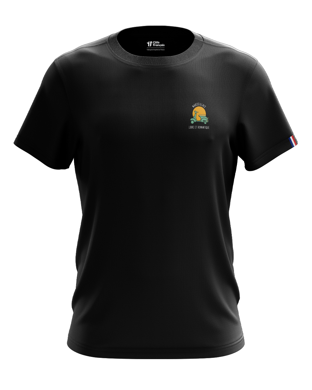 T-Shirt "Marseillais Libre & Romantique" - noir