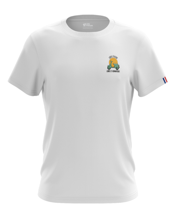 T-Shirt "Côte d'azur Libre et romantique" - blanc