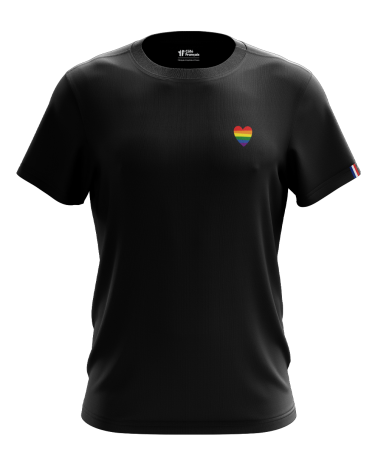 T-Shirt "Cœur arc en ciel" - noir